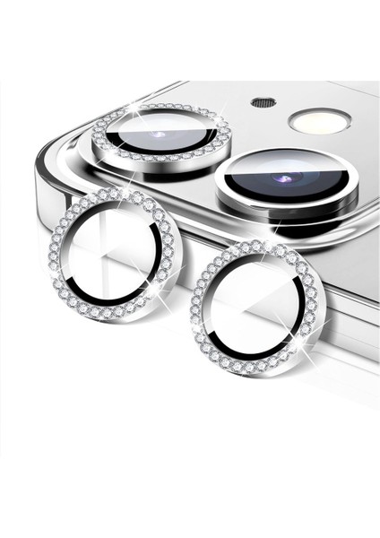 Apple iPhone Taşlı Kamera Lens Koruyucu Çerçeveli Koruyucu