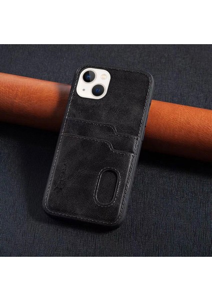 Apple iphone 15 Uyumlu Zebana Kartlıklı Pu Deri Kılıf