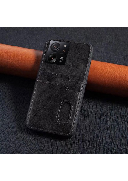 Xiaomi Mi 13T Pro Uyumlu Zebana Kartlıklı Pu Deri Kılıf