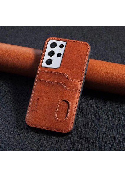 Samsung Galaxy S24 Ultra Uyumlu Zebana Kartlıklı Pu Deri Kılıf