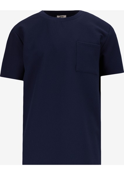 Bisiklet Yaka Düz Lacivert Erkek T-Shirt J5SM-TST7380