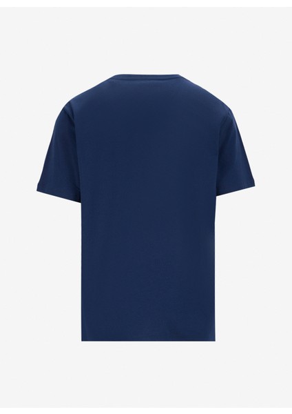Bisiklet Yaka Baskılı Lacivert Erkek T-Shirt M5SM-TST1291
