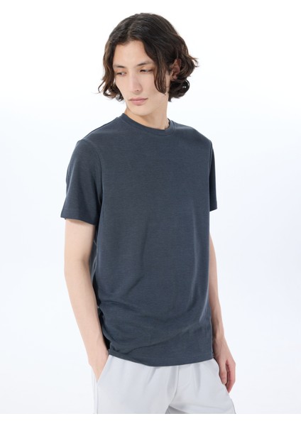 Bisiklet Yaka Düz Siyah Erkek T-Shirt C4SM-TST4649