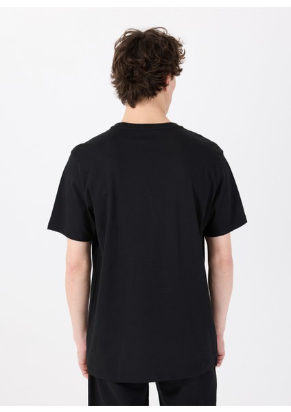 Bisiklet Yaka Baskılı Siyah Erkek T-Shirt M5SM-TST1298