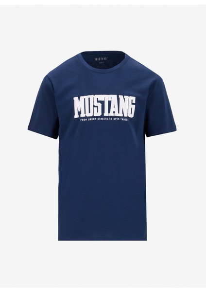 Bisiklet Yaka Baskılı Lacivert Erkek T-Shirt M5SM-TST1291