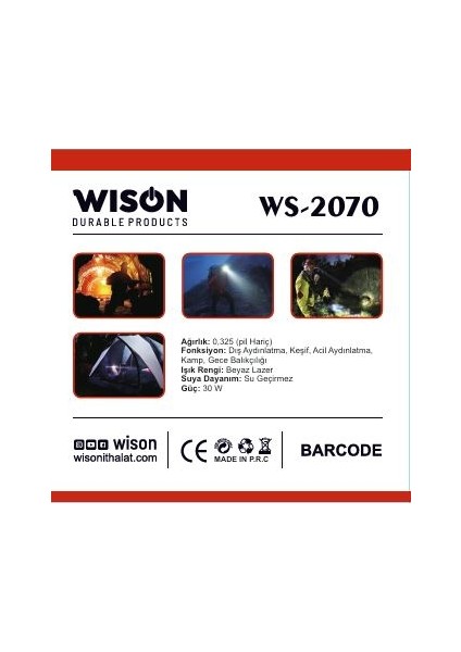 Wıson Wison Ws-2070 2000 Lümen 30 Watt Profesyonel Kafa Lambası