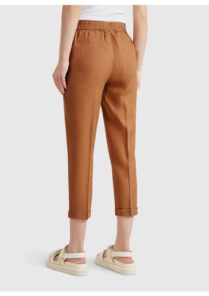 Lastikli Bel Normal Bej Kadın Pantolon 4AGH558X5
