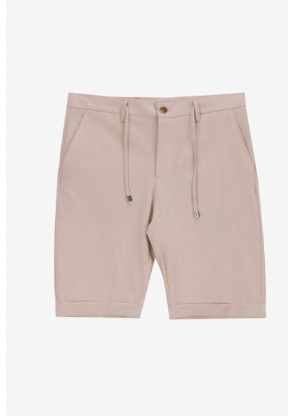 Normal Bel Basic Bej Erkek Bermuda Şort F5SM-SHT 2771