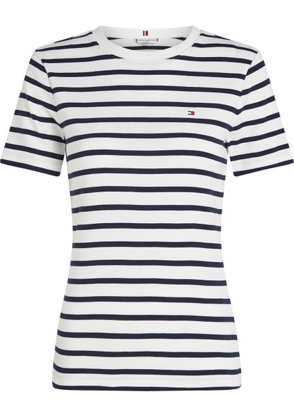 Bisiklet Yaka Mavi Kadın T-Shirt WW0WW405870BF fırsatları