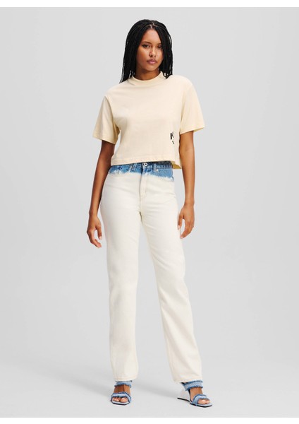 Karl Lagerfeld Jeans Yüksek Bel Düz Paça Normal Beyaz Kadın Denim Pantolon A2W10035