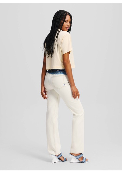 Karl Lagerfeld Jeans Yüksek Bel Düz Paça Normal Beyaz Kadın Denim Pantolon A2W10035 fırsatları