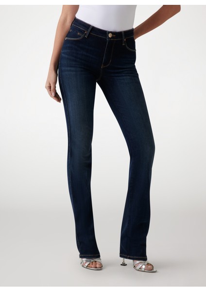 Yüksek Bel Düz Paça Regular Fit Mavi Kadın Denim Pantolon Sexy Straıght Power - Eco Vıscose B fiyatları