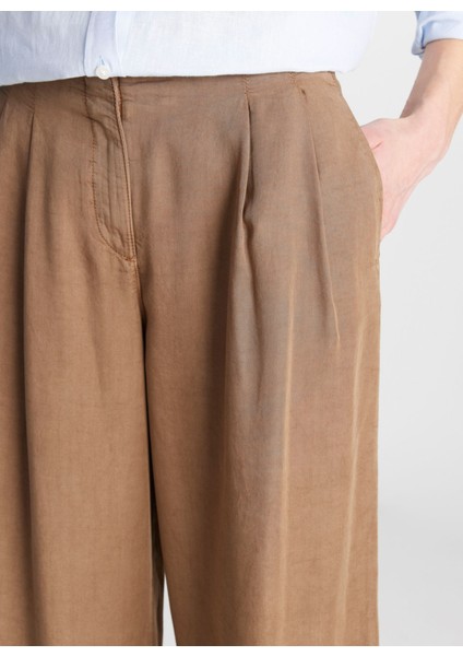Yüksek Bel Relaxed Deve Tüyü Kadın Pantolon W2510473211-BOL Paça Tencel Pantolo