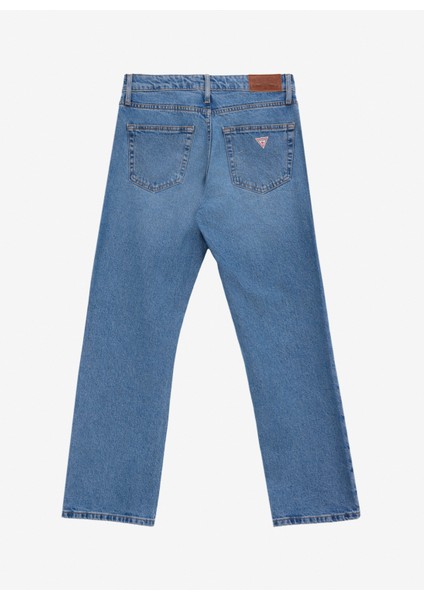 Yüksek Bel Düz Paça Regular Fit Mavi Kadın Denim Pantolon Gj G08 Mıd Rıse Stra - Eco Recy Co