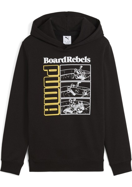Baskılı Erkek Çocuk Siyah Sweatshırt 68514801-MID90S Hoodie Tr B Puma Bl