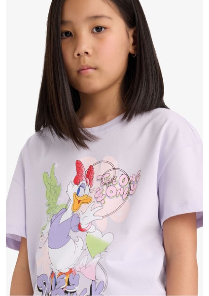 Kız Çocuk Disney Mickey Mouse &Friends Relax Fit Bisiklet Yaka Kısa Kollu Tişört E2629A825SM