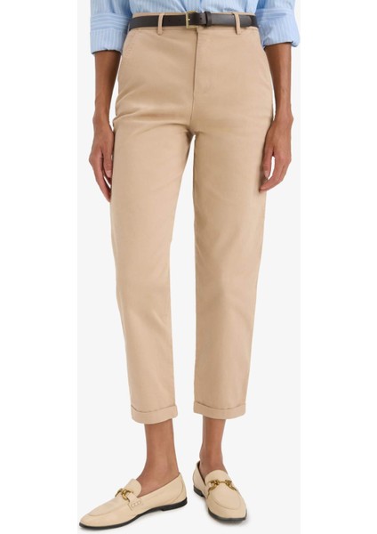 Carrot Fit Gabardin Kemerli Pantolon Cepli Yüksek Bel D7413AX25SM