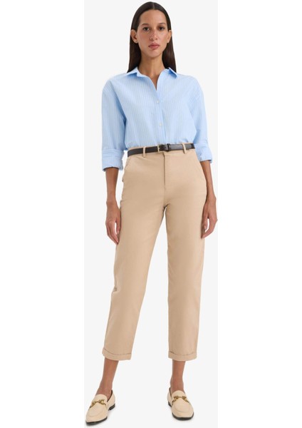 Carrot Fit Gabardin Kemerli Pantolon Cepli Yüksek Bel D7413AX25SM