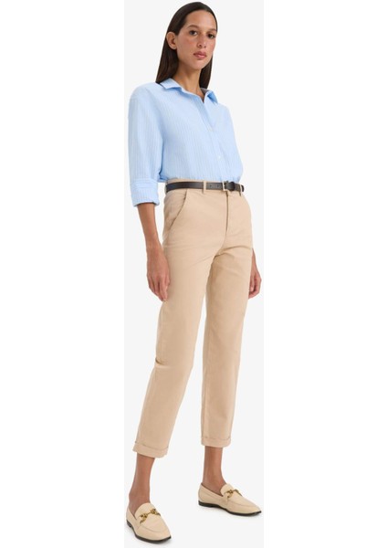 Carrot Fit Gabardin Kemerli Pantolon Cepli Yüksek Bel D7413AX25SM