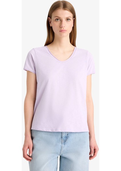 Regular Fit V Yaka Basic Düz Kısa Kollu Tişört K1507AZ25SM modelleri