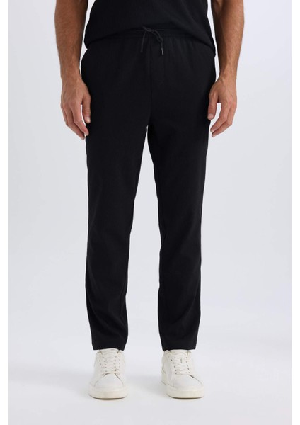 Relax Fit Rahat Kesim Düz Paça Krinkıl Yazlık Kumaş Pantolon C3930AX25SP