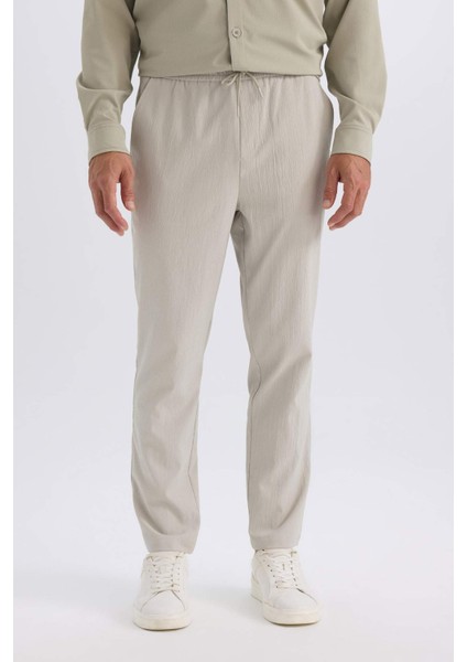 Relax Fit Rahat Kesim Düz Paça Krinkıl Yazlık Kumaş Pantolon C3930AX25SP