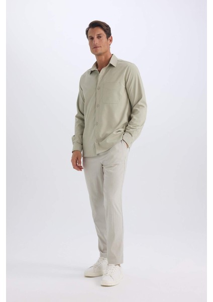 Relax Fit Rahat Kesim Düz Paça Krinkıl Yazlık Kumaş Pantolon C3930AX25SP