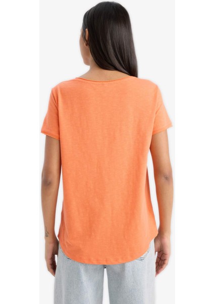 Regular Fit V Yaka Basic Düz Kısa Kollu Tişört K1507AZ25SM