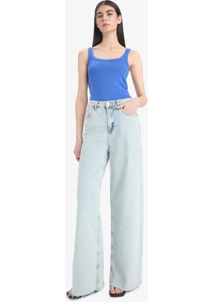 Slim Fit Dar Kesim Yuvarlak Yaka Fitilli Kaşkorse Atlet F1743AX25SM