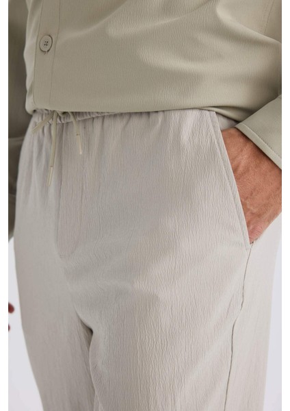 Relax Fit Rahat Kesim Düz Paça Krinkıl Yazlık Kumaş Pantolon C3930AX25SP