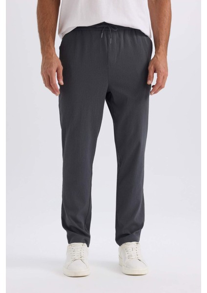 Relax Fit Rahat Kesim Düz Paça Krinkıl Yazlık Kumaş Pantolon
