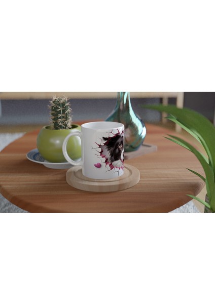 Pembe Çatlaktan Bakan Border Collie Temalı Baskılı Kupa Bardak fırsatları