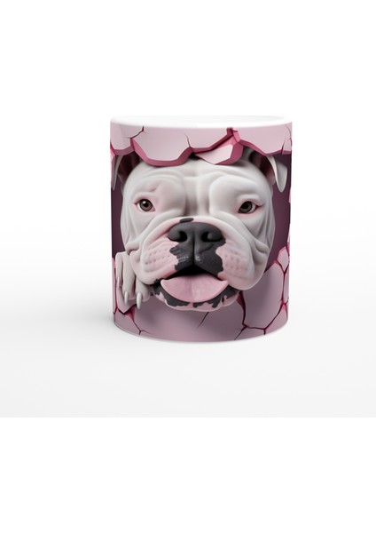 Çatlak Duvardan Bakan Bulldog Temalı Baskılı Kupa Bardak