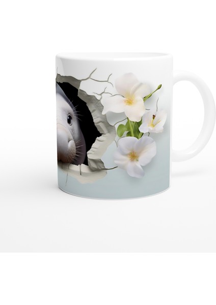 Çatlak Duvardan Bakan Deniz Ineği Temalı Baskılı Kupa Bardak modelleri