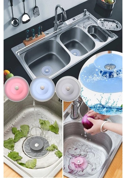 Kademeli Dokunmatik Lavabo Tıkacı Silikon Lavabo Gider Tıpası