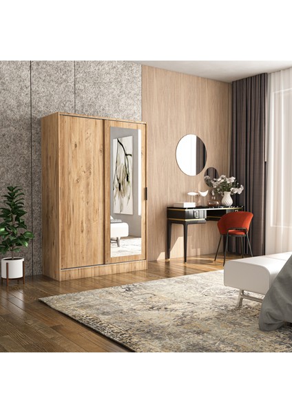 Berceste Atlantik Çam 2 Sürgü Kapaklı Aynalı 8 Bölmeli Dolap Gardırop modelleri