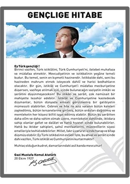 Gençliğe Hitabe Yapışkanlı Çıkartma 12X17CM - 10 Adet