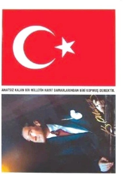 Türk Bayrağı Bayrak - Atatürk Yapışkanlı Çıkartma 12X17CM - 10 Adet