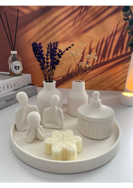 Üçlü Aile Kokulu Mumlu Dekoratif Tabaklı Set fiyatları