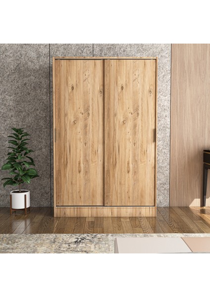 Berceste Atlantik Çam 2 Sürgü Kapaklı 8 Bölmeli Dolap Gardırop