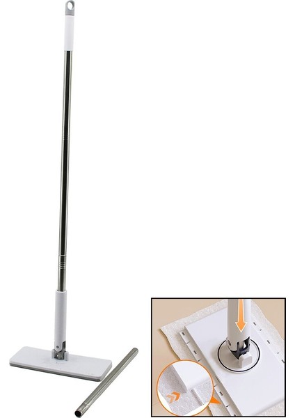 Otomatik Bez Değiştiren Mop Sap Çek=bez Bırak - Sap It=bez Tut 360° BAŞLIK=9.5X25cm- SAP:115cm (4172)