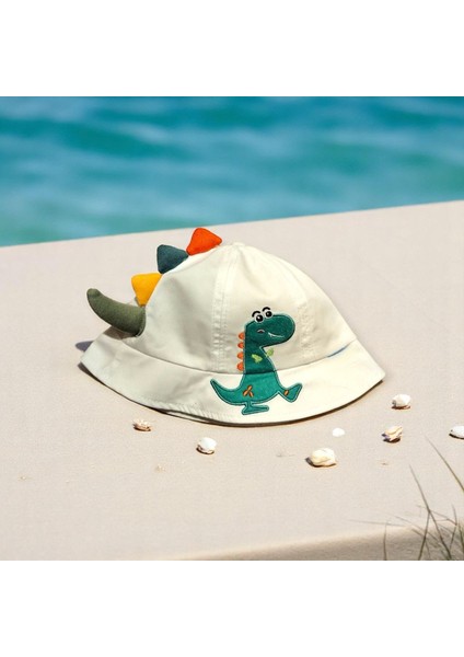 1-3 Yaş Erkek Bebek Fötr Şapka Dinazor Nakışlı ve Uzantılı