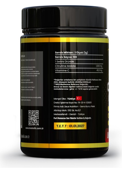 Citrulline Malate 300 Gr-Aromasız modelleri