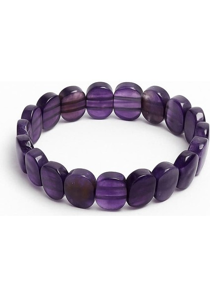 Bayan Oval Kesim Ametist Taş Bileklik 22 cm Mor Renk 29 gr Hediye Için Şık Seçim modelleri