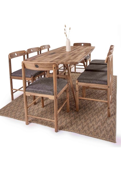 8 Kişilik Slim Ceviz Masa, Masif Ahşap Masa, %100 Doğal Ahşap Masa, Modern Masa, 180x80cm Retro Masa fiyatları