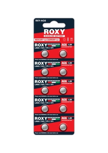 Ag6 LR69/LR921/171/371 33 Mah Alkalin Düğme Pil 10 Lu Paket