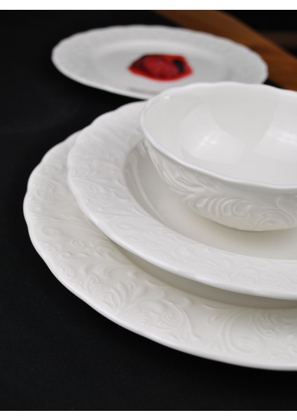 Lilyum 24 Parça Porselen Kabartma Yemek Takımı 6 Kişilik fırsatları