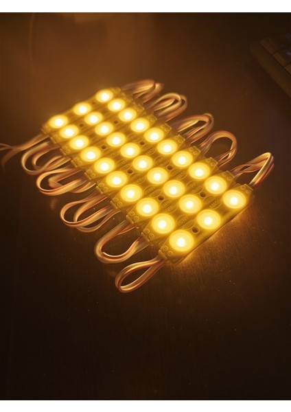 Parmak LED Lamba Amber Turuncu 3 LED 140 Lümen 12 Volt 10,lu