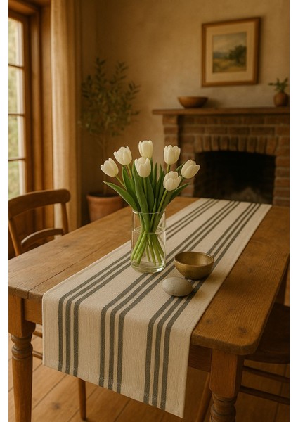 Çizgili Runner Masa Örtüsü 40x140 cm – Modern ve Şık Dekoratif Örtü Amerikan Servis fiyatları