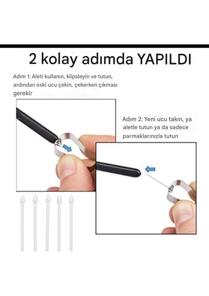 Samsung Galaxy Tab S9/s9 FE/S9FE+/S9ULTRA/S9+ Yedek Kalem Ucu 5 Tane(Ekranı Kirletmez) S Pen Uyumlu fiyatları